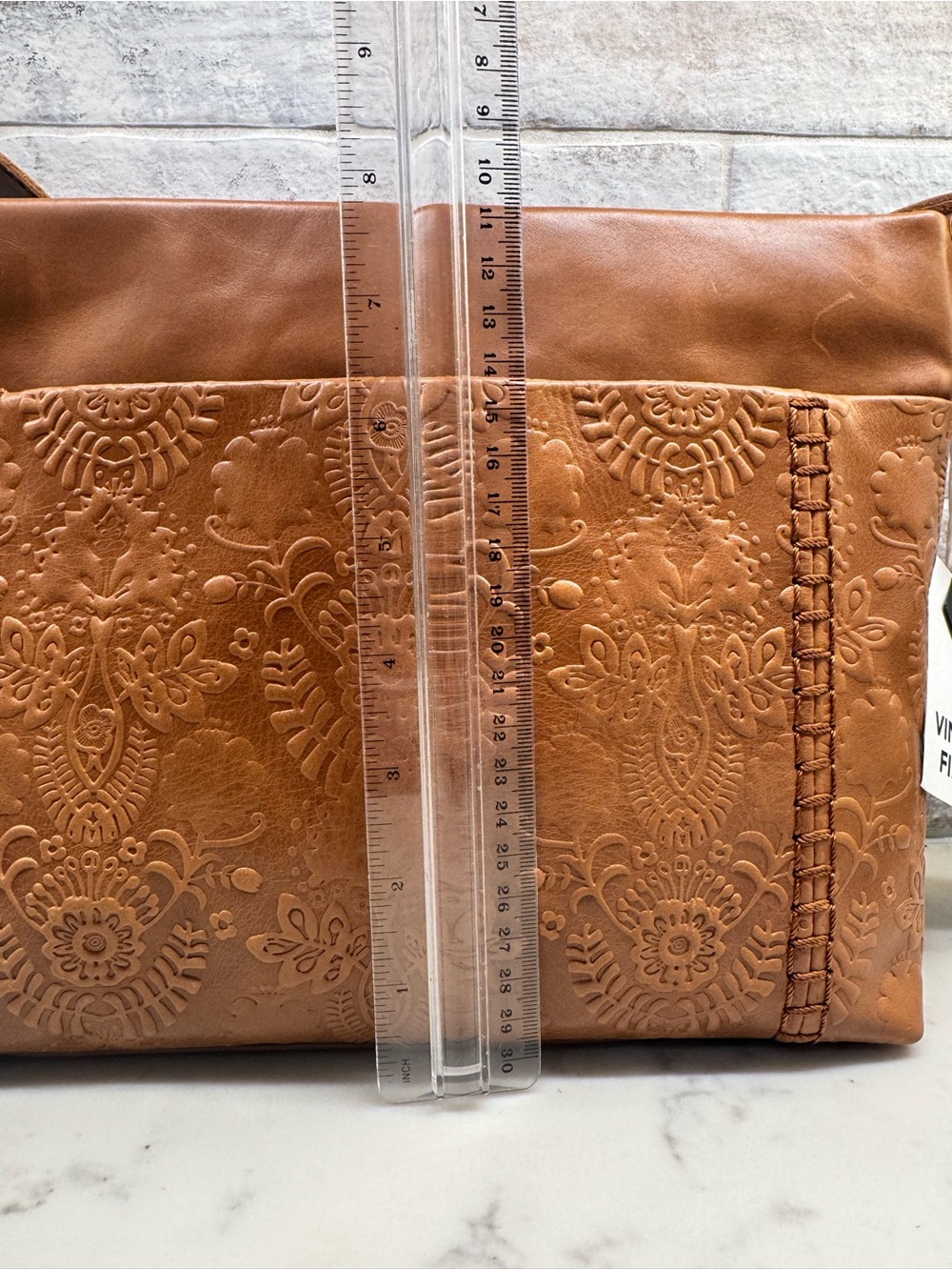 NWT The Sak Melrose Embossed Leather Crossbody Bag Tobacco Floral Boho - Picture 7 of 8